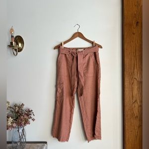 Anthropologie Linen Tie Waist Pant